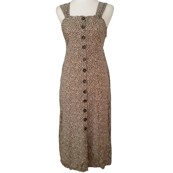 Japna Dresses & Skirts - Japna Button Front Detail‎ Leopard Print Beachy Maxi Dress Size Medium